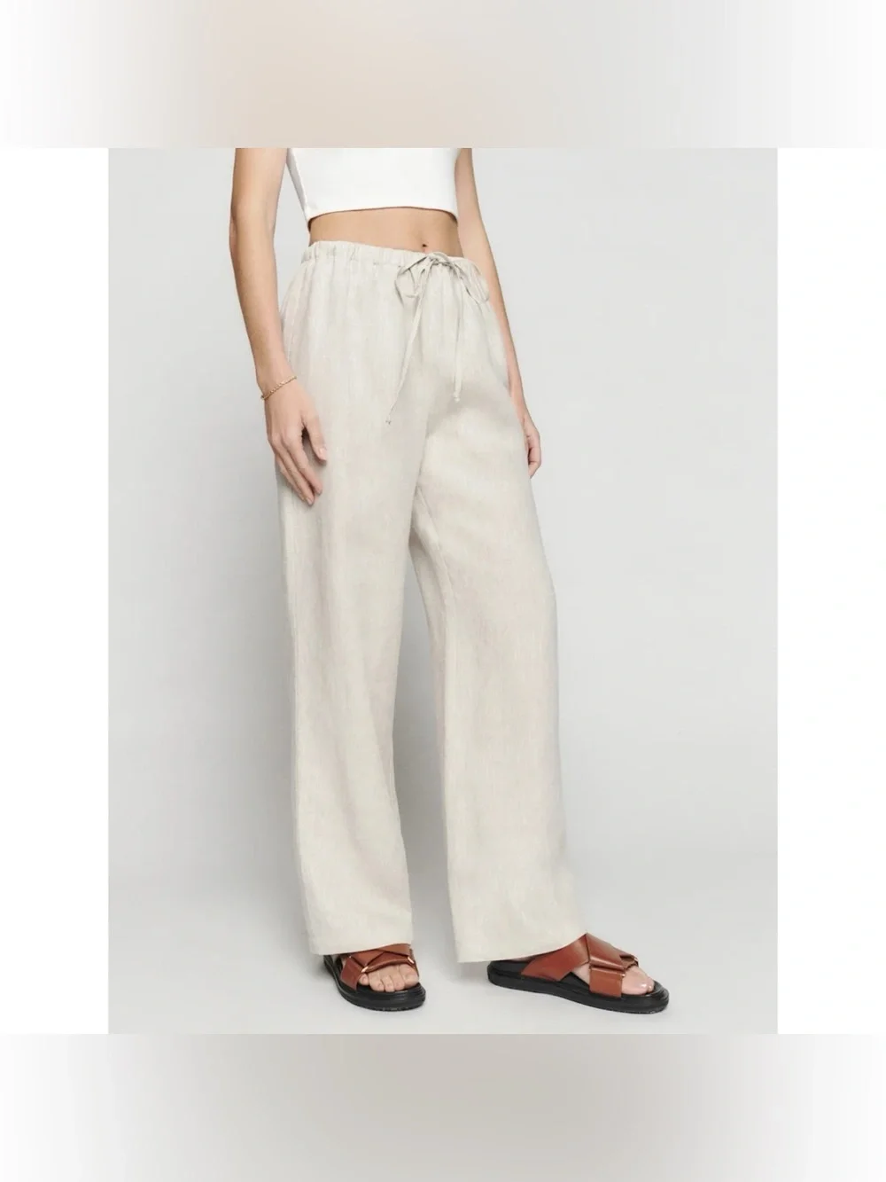 Reformation Olina Linen Pants Oatmeal XS